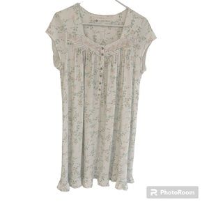 Eileen West Women’s Cap Sleeve Sleepwear Short Gown Floral Size Medium